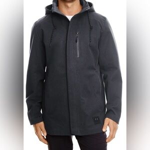 Under Armour Town Wool  Coat Black Raincoat for Men size XL